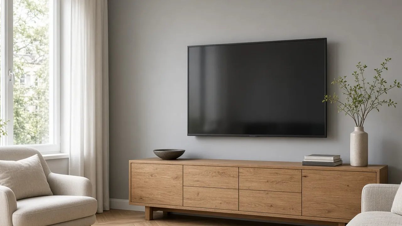 Wohnzimmer mit Fernseher für digitales Fernsehen